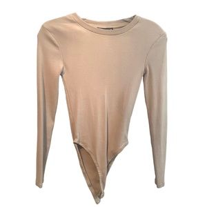 Beige Ribbed Bodysuit from Zara